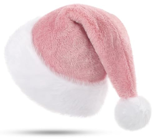 KONVINIT Weihnachtsmütze Nikolausmütze für Erwachsene Glitzer Rosa Weihnachtsmann Mütze Plüsch Rand Santa Clause Mütze für Herren und Damen,rosa
