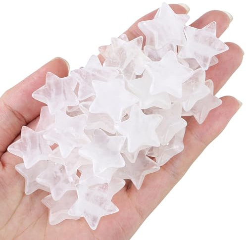 AWARDSEN 20 Pcs Clear Quartz Crystal Star Gemstones Set Healing Crystals Natural Reiki Protection Polished Stones Meditation Energy Balancing Crystal