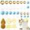 36 PCS Ball Cake Topper Decorations White Blue Cake Decorations Cake Foam Balls Gold Palm Leaves Cake Balls Decoration For Birthday Cake Decorating