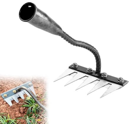 Râteau de jardin en acier au carbone 5/6/7/8 râteau de jardin en métal très résistant, râteau en fer pour jardinage et désherbage, râteau à main pour déchaumage