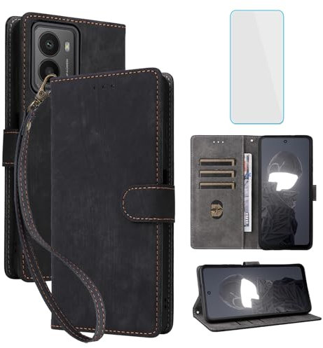 IUQXU for Nokia HMD Fusion 5G Wallet Phone Case with Screen Protector [RFID Blocking] Leather Flip Card Holder Kickstand Women Men Cell Phone Case for Nokia HMD Fusion X1 FusionX1 HMDFusion 5G Black