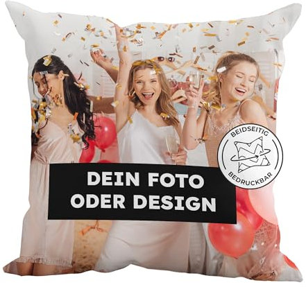 Cimpress Personalisiertes Fotokissen, individuell gestalten, 35.6 x 35.6cm, weich und dekorativ in verschiedenen Größen als Heimdekoration, Fotogeschenk zu Weihnachten, Nikolaus, Geburtstag