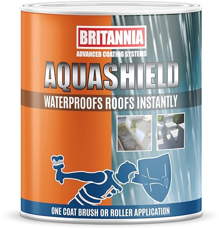 Britannia Paints Aquashield Black 1kg - One Coat - Instant Waterproof Roof Coating