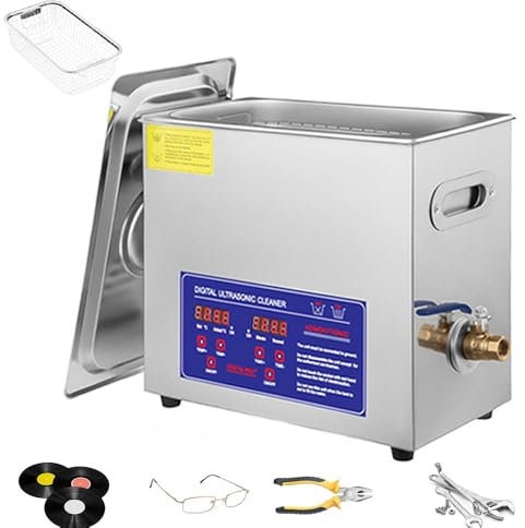 WSGDSG Macchina per la Pulizia ad Ultrasuoni con Riscaldatore e Timer, Lavatrice ad Ultrasuoni in Acciaio Inossidabile per Strumenti da Laboratorio, Occhiali, Ricambi Auto(Size:6L)