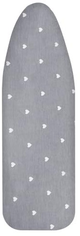 AOOTE Copriasse da Stiro Universale, Pratico e Morbido Copriasse da Stiro Grigio 112 x 28 cm, Homes Ricambio Copri Asse da Stiro, Con Fermacorda, Copertura Copriasse da Stiro 100% Cotone (Amore)
