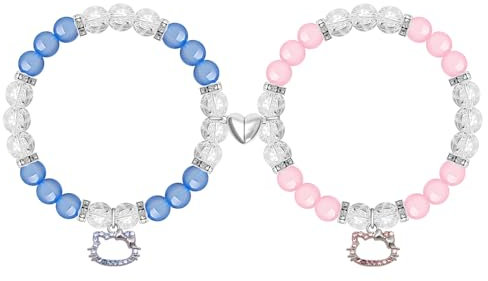 Guidre 2 Stück Magnet Paare Armbänder, Cartoon Armband, Freundschaftsarmbänder Mädchen, Stretch Elastic Crystal Bracelet, Armband für Kinder, Geschenke Für Mädchen Beste Freunde