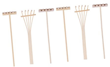 Toyvian 6pièces Râteau à Sable Mini Bambou Naturel Outil De Jardin Zen De Bureau Décoration pour Bac à Sable