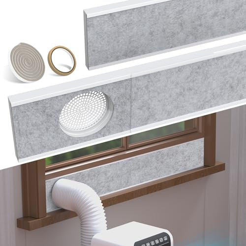 Flamorrow Tragbares Klimaanlagen-Fensterdichtungs-Set mit Isolierschaumplatten, verstellbares AC-Fensterventil-Set mit Netzschutz für Schlauch mit 15 cm Durchmesser, mehrschichtige Dichtplatte für