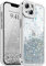 Ethanger for Sparkling Gradient Glitter Case for iPhone 13, Crystal Rhinestone Border Heart Back Cover for Girl Women Shockproof Soft TPU Cover for iPhone 13, Silver