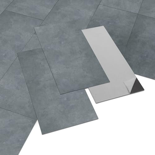 INMOZATA 5m²/28psc Floor Tiles Self Adhesive Vinyl Flooring Peel and Stick Floor Tiles Vinyl Floor Tiles 2.0mm 60X30cm Waterproof for Bedroom Office Floor Plank(Marble Dark Grey)