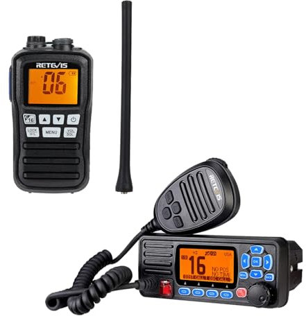 Retevis RM01 e RA27 Radio VHF Marino Portatile, Walkie Talkie Marina Impermeabile IP67, Galleggiante, 88 Canali, Ricetrasmettitore Marino Professionale Internazionale per Pesca, Nautica (2 Pezzo)