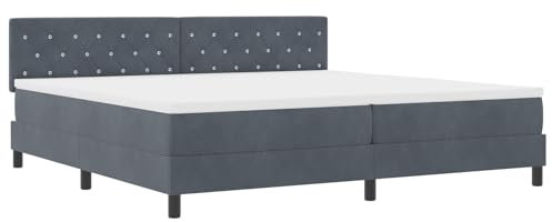 vidaXL Luxus-Samtbettgestell Polsterdesign für Doppelmatratze 200x200 cm Dunkelgrau Stylisches Schlafzimmermöbel Basis Modern Weich