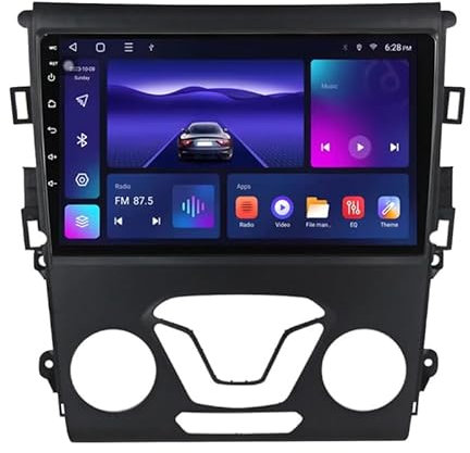 Syfei Android 12 Car Multimedia Radio 9 Zoll Navigations GPS Autoradio Für Ford Mondeo 5 2014-2019, Carplay Player Radio-Videoempfänger Bluetooth Lenkradsteuerung,8 Core 4G+WiFi 6G+128G