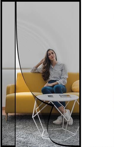 Tenda Zanzariera per Porta e Finestra 240x275cm Apertura Laterale Tenda Zanzariere Anti Zanzare Calamite Nastri Autoadesivi per Legno Ferro Porte in Alluminio Nero