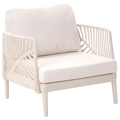 Beliani Garden Armchair Beige Plastic With Cushions And Backrest, Saturnia