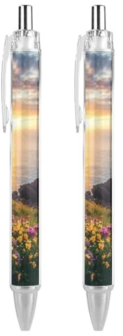 ZHTRJT Irland Sunset Seascape Kugelschreiber, einziehbarer Kugelschreiber, Schreibstifte, Arbeitsstift für Büro, Schulbedarf, 2 Stück
