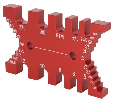Alide Step Depth Gauge with Metric and Inch Scale, Depth Saw Gauge, for Router Table Saw Adjustment (Red)