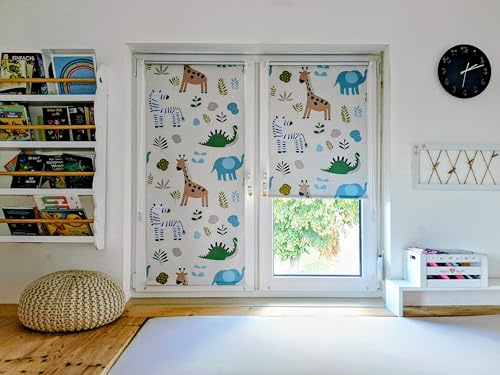 Seitenzugrollo Thermo Klemmfix-Rollo mit Motiv Zoo (B 75 x H 150)