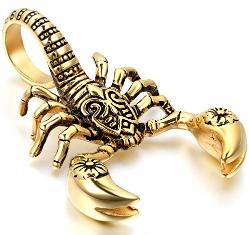cupimatch Herren Gothic Biker Edelstahl Skorpion König Anhänger Halskette mit 55cm Kette