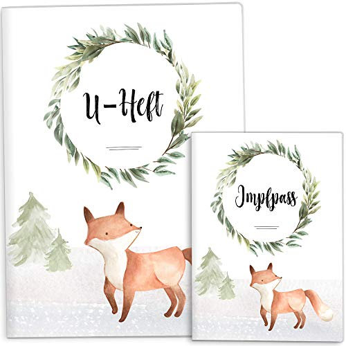 OLGS U-Heft und Impfpasshülle Set | Fuchs im Wald Untersuchungsheft Hülle & Impfpass Hülle | Schutzhülle Geschenke Baby | Babygeschenke zur Geburt - Uhefthülle, Impfpasshülle ohne Personalisierung