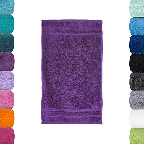 Lavea 2er Set Gästetücher, Lila, 30 x 50 cm Premium Frotteeserie Bali | GOTS Zertifiziert, 100% Bio Baumwolle