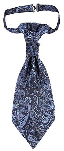 WANYING Vorgebunden Plastron Krawatte Verstellbar mit Hakenverschluß Hochzeitskrawatte auf Hochzeiten - Paisley Pattern Dunkelblau