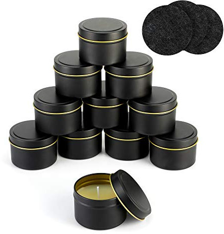 Quikobo Kerzendose 12 Stück (Schwarz), Kerzenbehälter, 135ml Leere Kerzenbehälter für Kerzen Selber Machen Set, Kerzengläser zur Kerzenherstellung oder Kerzenherstellung