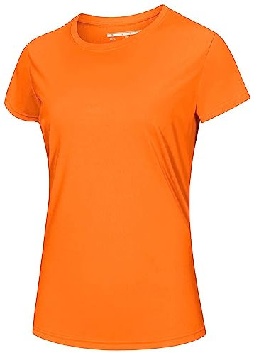 MAGCOMSEN Surf T-Shirt Damen UV-Schutz Sportshirt Fitness Atmungsaktiv Funktionsshirt Basic Sport Oberteile für Fitness, Yoga, Laufen Orange L