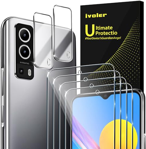 iVoler 4 Pezzi Vetro Temperato per Vivo Y52 5G / Vivo Y72 5G, con 2 Pezzi Pellicola Fotocamera, Pellicola Protettiva Protezione Schermo Anti Graffio, Durezza 9H, Anti-Impronte, Senza Bolle