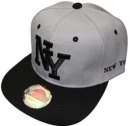 NY Baseball Snapback Cap New York originelle Caps für Coole Typen (grau schwarz)