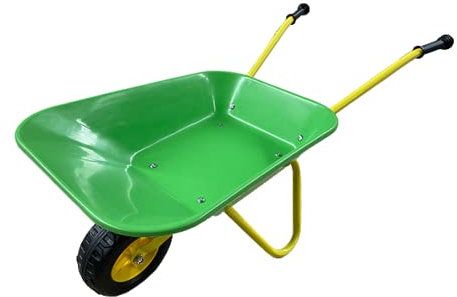 ASC Carriola per bambini, colore verde/giallo, giocattolo, gioco, fattoria, giardinaggio