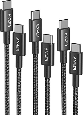 Anker Cable USB C Carga Rapida, 100W 333 Cable USB C 2.0, Carga Rápida para iPhone 16/16Pro/16Plus/16 15ProMax MacBook Pro 2024, iPad Pro 2024, iPad Air 4, Samsung Galaxy S23+/S23, y más(1m+1,8m+3m)