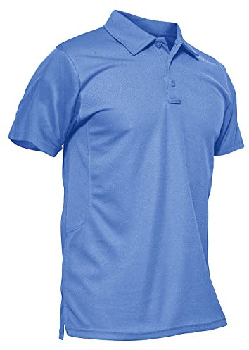 KEFITEVD Lightweight Golf Polo Shirts Mens Polyester Summer Shirts Qucik Dry Short Sleeve Classic Tees,Light Blue,L