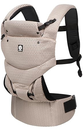 Dooky - Ergonomische Babytrage Neugeborene ab Geburt (0-3 Jahre & 3.5-15 kg) - Koala Tragetuch Baby, Hüftsitz Baby Carrier, Babytragetuch - Atmungsaktives Material: Polyester - Farbe: Beige Dessert