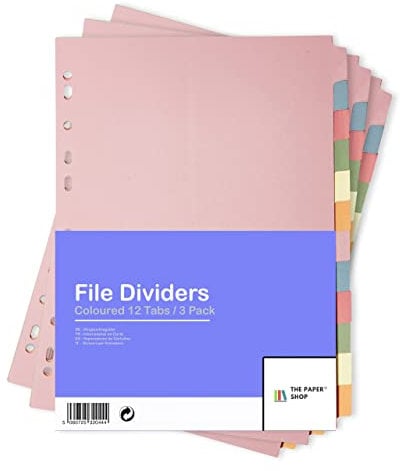 [3er Set] Ordner-Register A4 Farbig 12-teiliges | Trennblätter für ordner A4 | Ordner Register für ordner A4