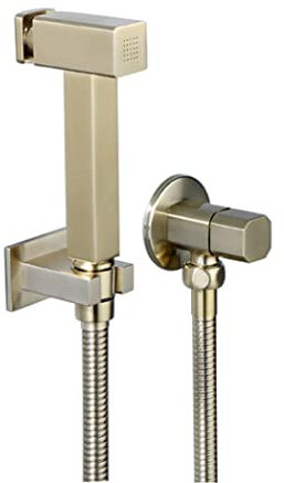 Bidet-Sprühgerät Für Toilette, Handsprüher-Kit Hand-Bidet-Sprühgerät Aus Massivem Messing, Stoffwindel-Sprühset Druckknopf, Quadratisch, WC-Sprühgerät, Gebürstetes Gold,C