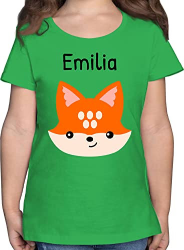 T-Shirt Mädchen - Süßer schlauer Fuchs - 116 (5/6 Jahre) - Grün - Fuchs-t-Shirt Kindergarten Shirt +mit+Fuchs Name kindershirts personalisiertes Tshirt Kinder Kita fuchsmotiv