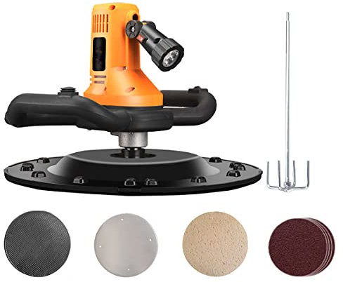 Truelle à mortier pour béton électrique avec tige de mélange, Béton portable époxy 6 vitesse régulation mortier de ciment truelle Mason plâtrage mur lissage polisseuse mélangeur poussière ponceuse