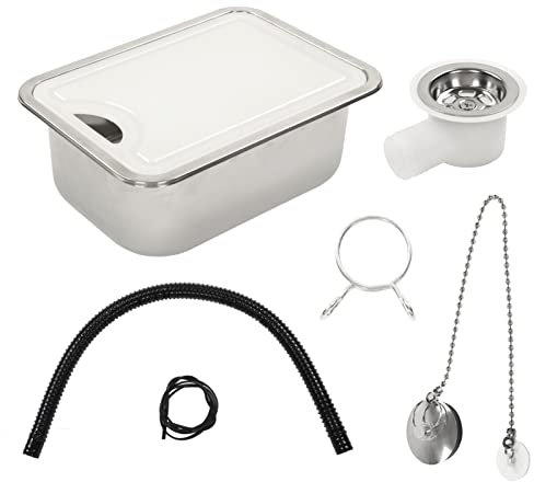 Évier de Lavabo pour Camping-car, Kit D'évier de Cuisine en Acier Inoxydable pour Camping-car avec Planche à Découper en Acrylique