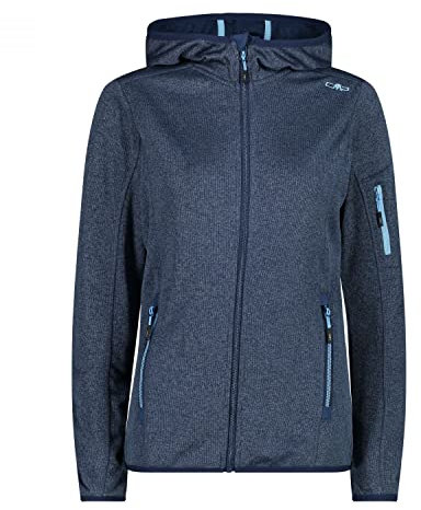 CMP - Damen-Knit-Tech-Jacke mit fester Kapuze, Blaues Feuerzeug, D34