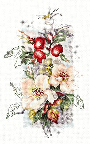 Magic Needle 100-102 ZW Hagebutte Kreuzstichset mit Zählmuster Zweigart Edition, Baumwolle, multifarbig, 14x23cm
