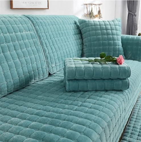 WYJHNL Sofabezug/Sofahusse, Sofabezüge/Schonbezüfe Super Weicher Flanell Dick Warm überwürfe/Sofaschoner Bequemer Plüsch rutschfest Decke Möbelschutz Für Wohnzimmer 110 * 180cm Peacock Blue