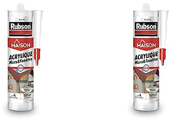 Rubson Maison Mastic Acrylique Murs & Fenêtres, mastic acrylique blanc pour intérieur & extérieur, comble fissure, joint porte et fenêtre, 280 ml (Lot de 2)
