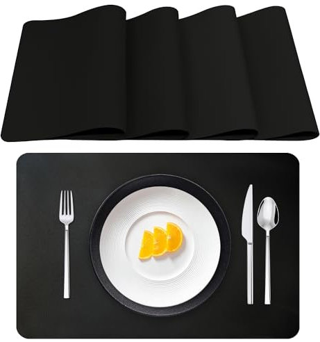 Lumaca Manteles Individuales Lavables, Juego de 4 Salvamanteles Individuales, Resistentes al Calor, Antideslizantes, para Mesa de Cocina y Restaurantes,Negro