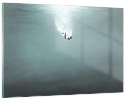 Deco Cadre Salon Eau Minimalisme Sous-Marin Moderne Impression sur Verre 120x80cm Image Tableau en Verre Decoration Murale Chambre Horizontal Art Grand XXL Tableaux Decoratifs Muraux GAA120x80-5427
