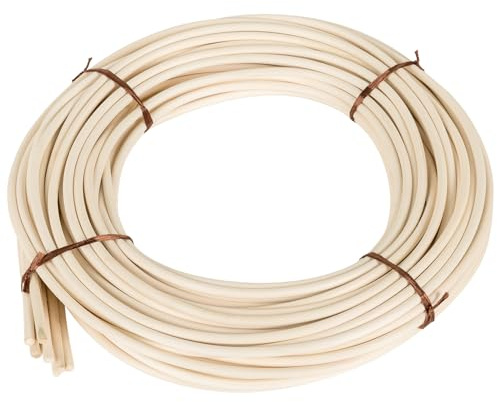 Espiral de Ratán Natural 500g/Rollo 5mm Rollo Redondo de Ratán, Bastón de Reparación para Silla de Mimbre, Cesta de Mimbre y Proyectos de Manualidades DIY