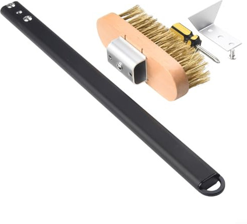 FUBESK Cepillo para horno de pizza, limpiador de piedras, cerdas de latón y raspador de acero, herramienta de limpieza con mango ajustable de 40 cm para limpiar horno de pizza, parrilla de barbacoa, y