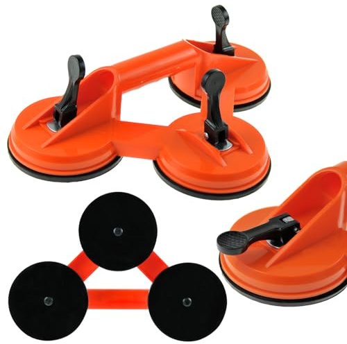 Rexxer | Glassauger | Montage |Max. Belastung: 120 kg | Für Glas, Fliesen und Spiegel, 3 Saugnäpfe, Tragkraft bis 120 kg, ideal für große Scheiben und Platten
