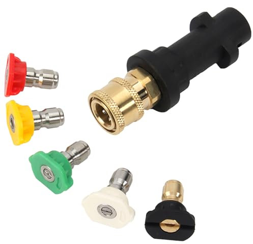 Pressure Washer Adapter,Pressure Washer Adapter Kit 1/4'' Quick Connect Female Fitting Fit for Karcher K2 K3 K4 K5 K6 K7 with 5 Power Nozzle Tips Multiple Degree(as Shown)