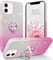 MOBISTAR® Bling Glitter Case for iPhone 12 Pro Max - 6.7'' - Sparkly Slim with 360° Ring Holder Kickstand Support Magnetic Car Mount Protective Cover (Pink)